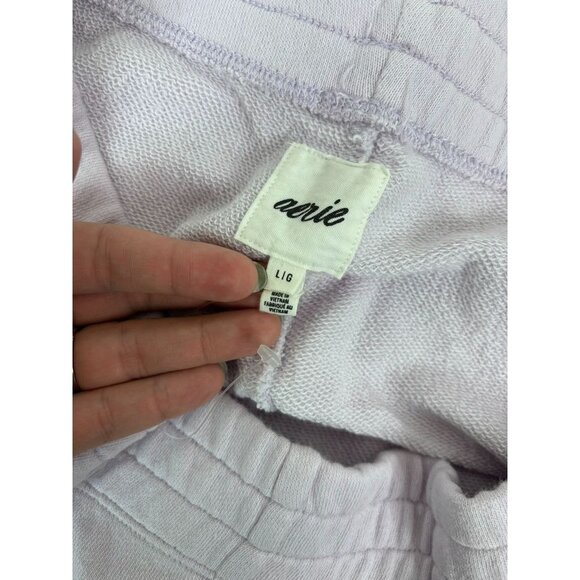 Aerie women's large lavender purple high waisted sweat shorts loungewear casual - Picture 5 of 7